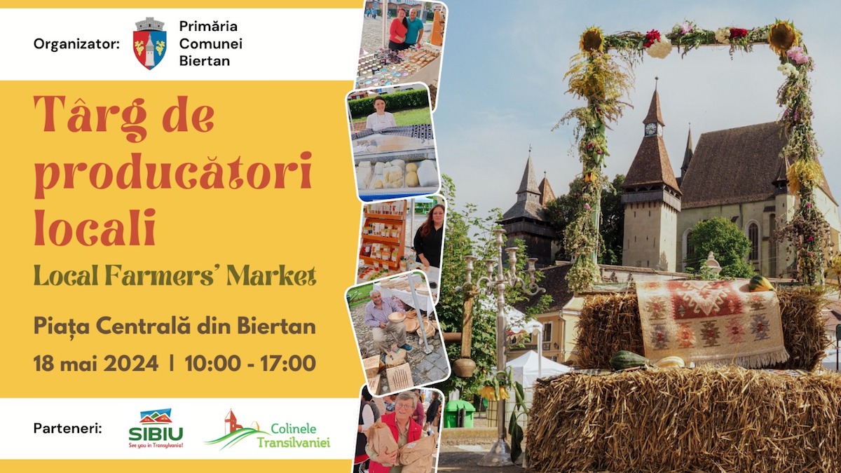 Târg de producători locali sâmbătă, la Biertan: produse tradiționale, obiecte de artizanat create manual și oportunitate de a cunoaște producătorii