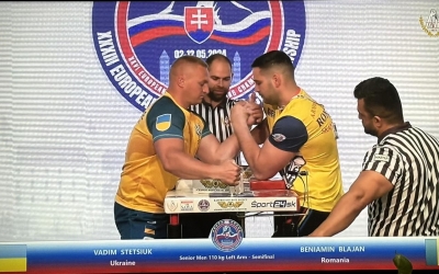 Sibianul Beniamin Blăjan este campion european la skandenberg cu brațul stâng, categoria 110 kg