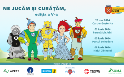 ”Ne jucăm și curățăm”, proiect educativ dedicat curățeniei în Sibiu, debutează în 29 mai: Super-eroii colectării separate merg în cartierele Sibiului