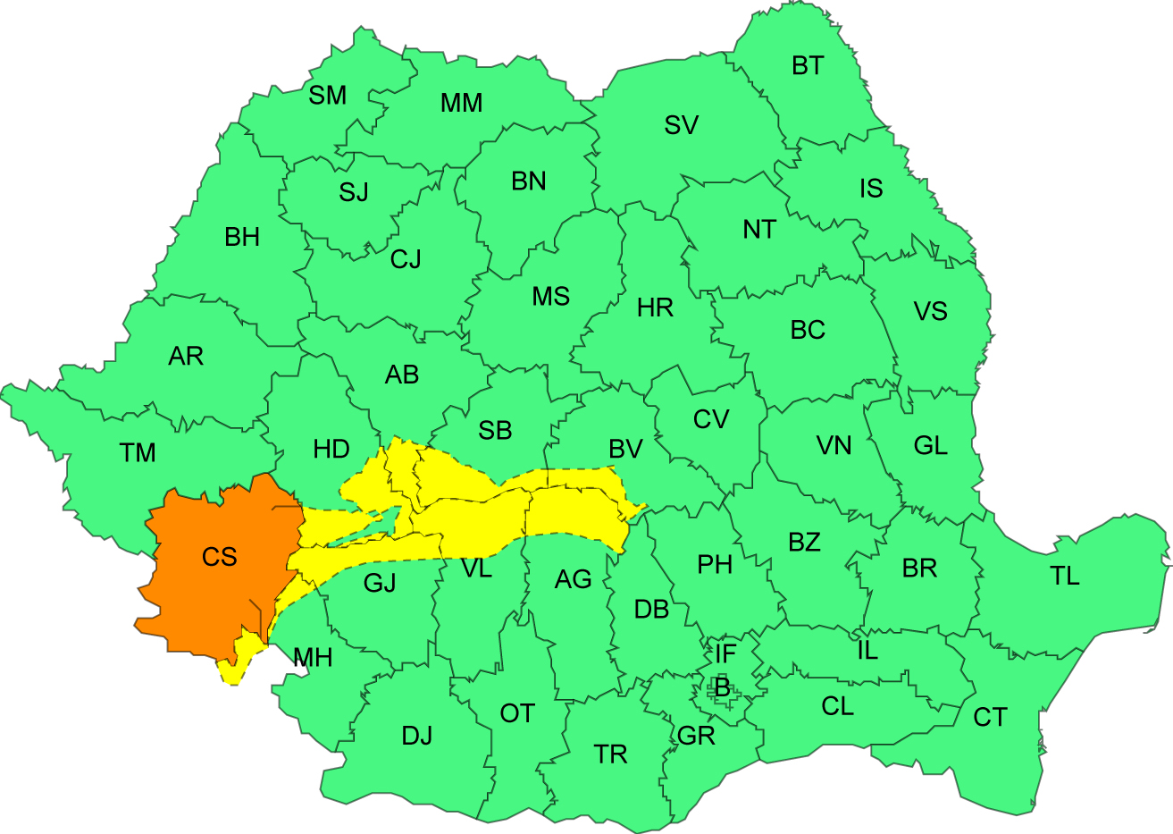 Cod galben de vânt puternic, până vineri noaptea