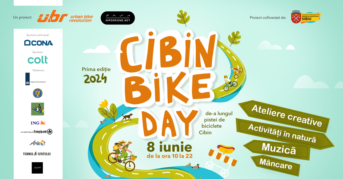 Cibin Bike Day: ateliere de creat accesorii pentru biciclete, vânătoare de comori, muzică, târg de biciclete second hand, pe pista de pe malul Cibinului 