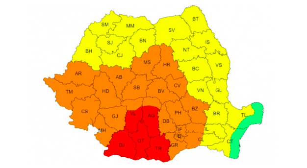 Cod portocaliu de caniculă la Sibiu, cod roșu în sudul țării, unde temperatura va urca până la 39 de grade Celsius