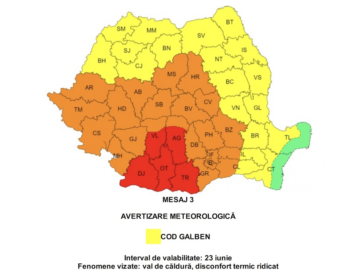 Cod portocaliu de caniculă în tot județul. Temperatura poate ajunge la 37 de grade Celsius