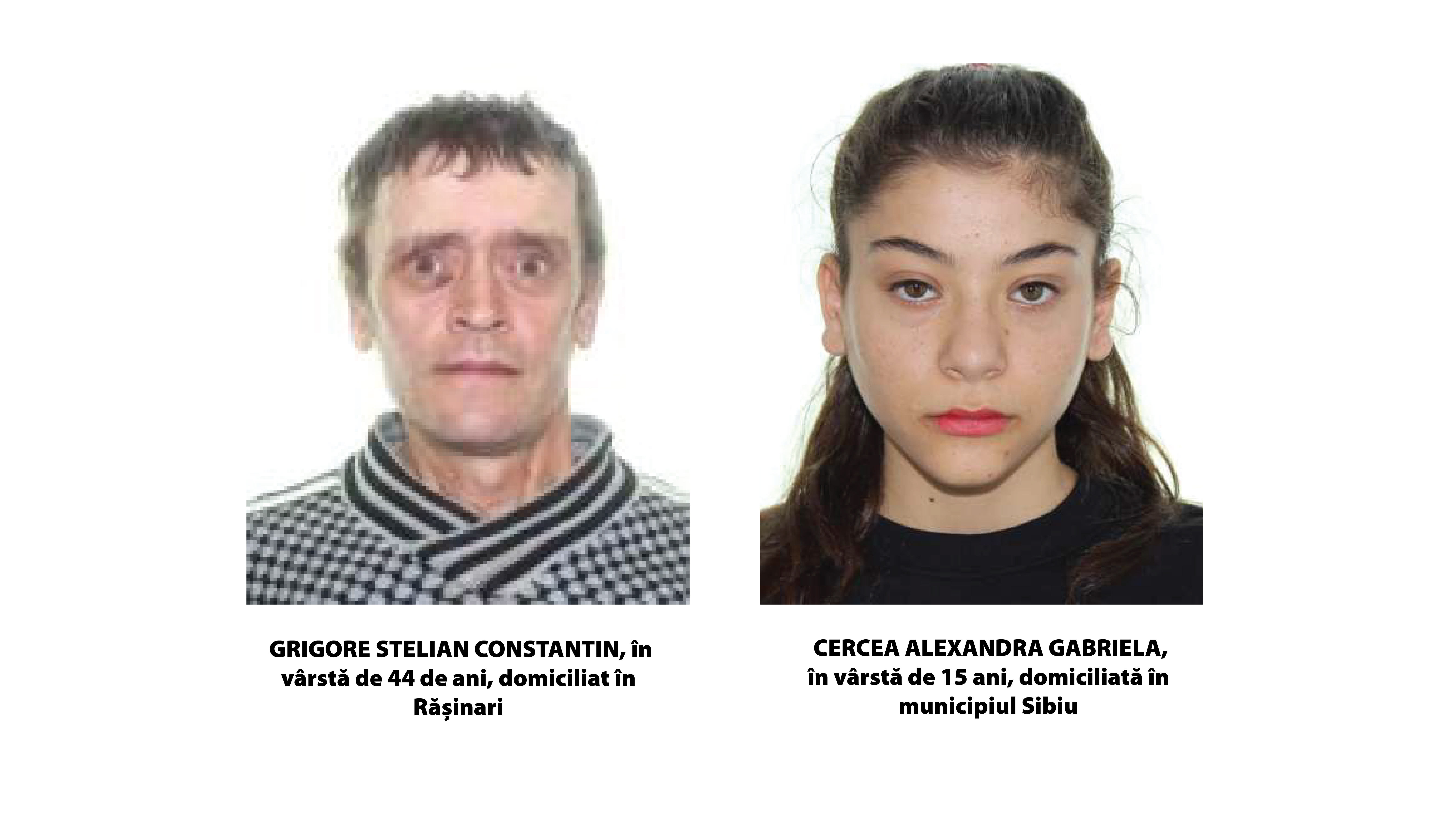 Doi dispăruți, căutați de familii și poliție: fată de 15 ani din Sibiu și bărbat de 44 de ani din Rășinari