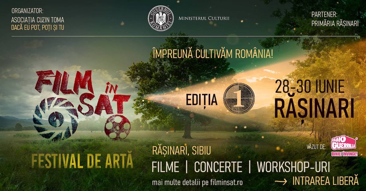 Festivalul „Film în sat” ajunge în weekend la Rășinari. Acces gratuit la proiecții de filme românești, concerte și spectacole de Teatru