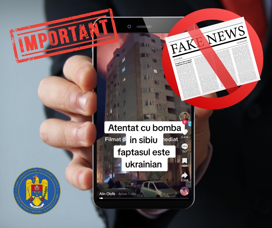 Mesaj fals: incendiu și alertă cu bombă la Sibiu. ISU le cere sibienilor să se informeze din surse oficiale