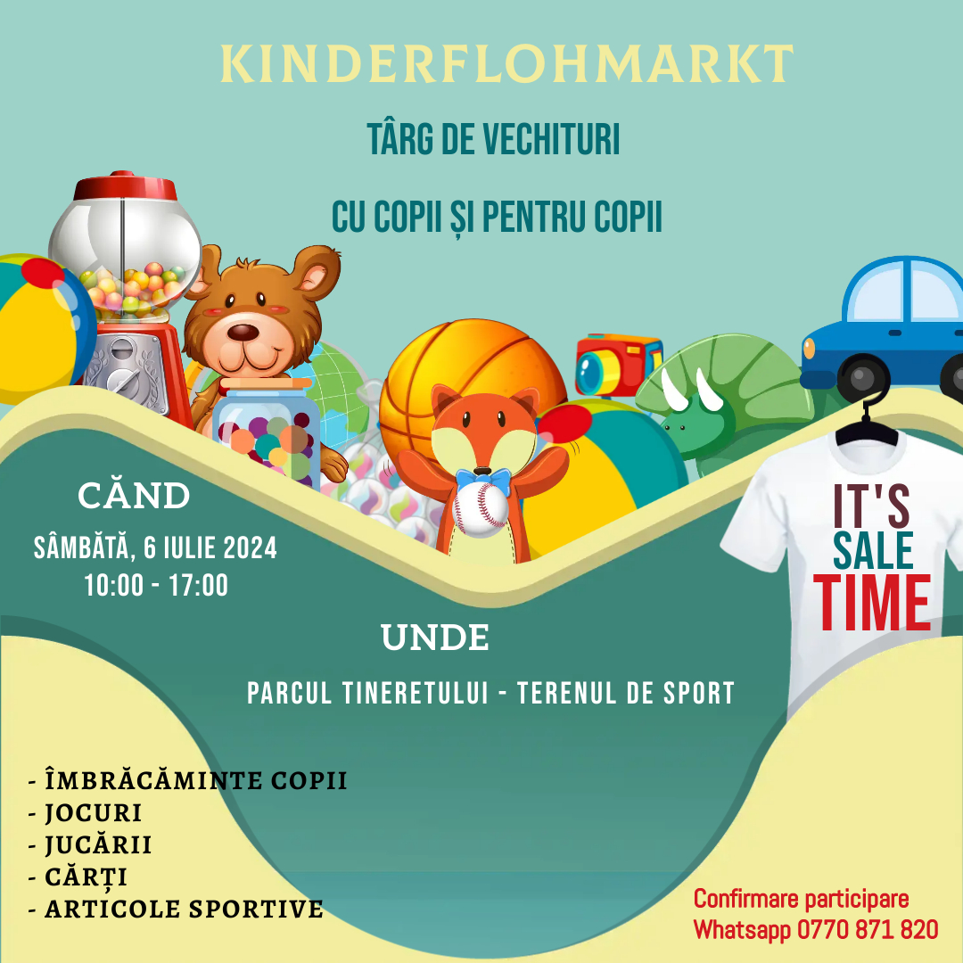„Cu copii și pentru copii”: târg de vechituri în Parcul Tineretului, săptămâna viitoare