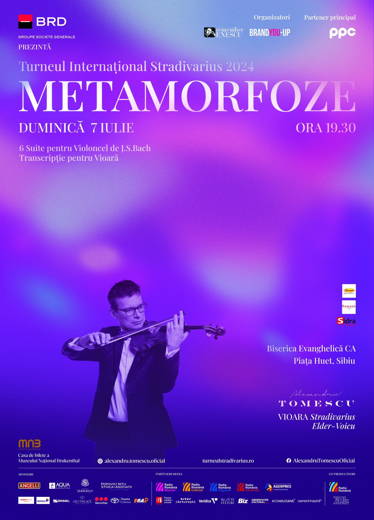 Violonistul Alexandru Tomescu vine la Sibiu cu Turneul Internațional Stradivarius. „Busola mea a fost și este muzica”