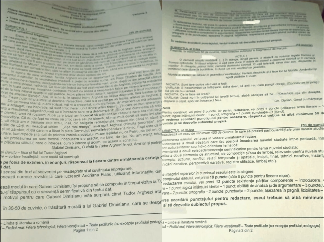 Subiectele de la Română au ajuns pe internet la jumătate de oră după ce a început BAC-ul: text de piesă de teatru și eseu despre particularitățile nuvelei la subiectul III