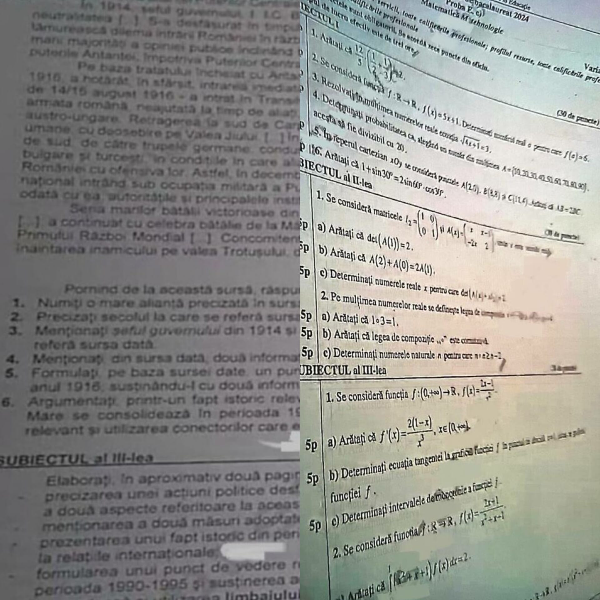 Subiectele la mate și istorie de la BAC au fost publicate pe internet la scurt timp după începerea examenului