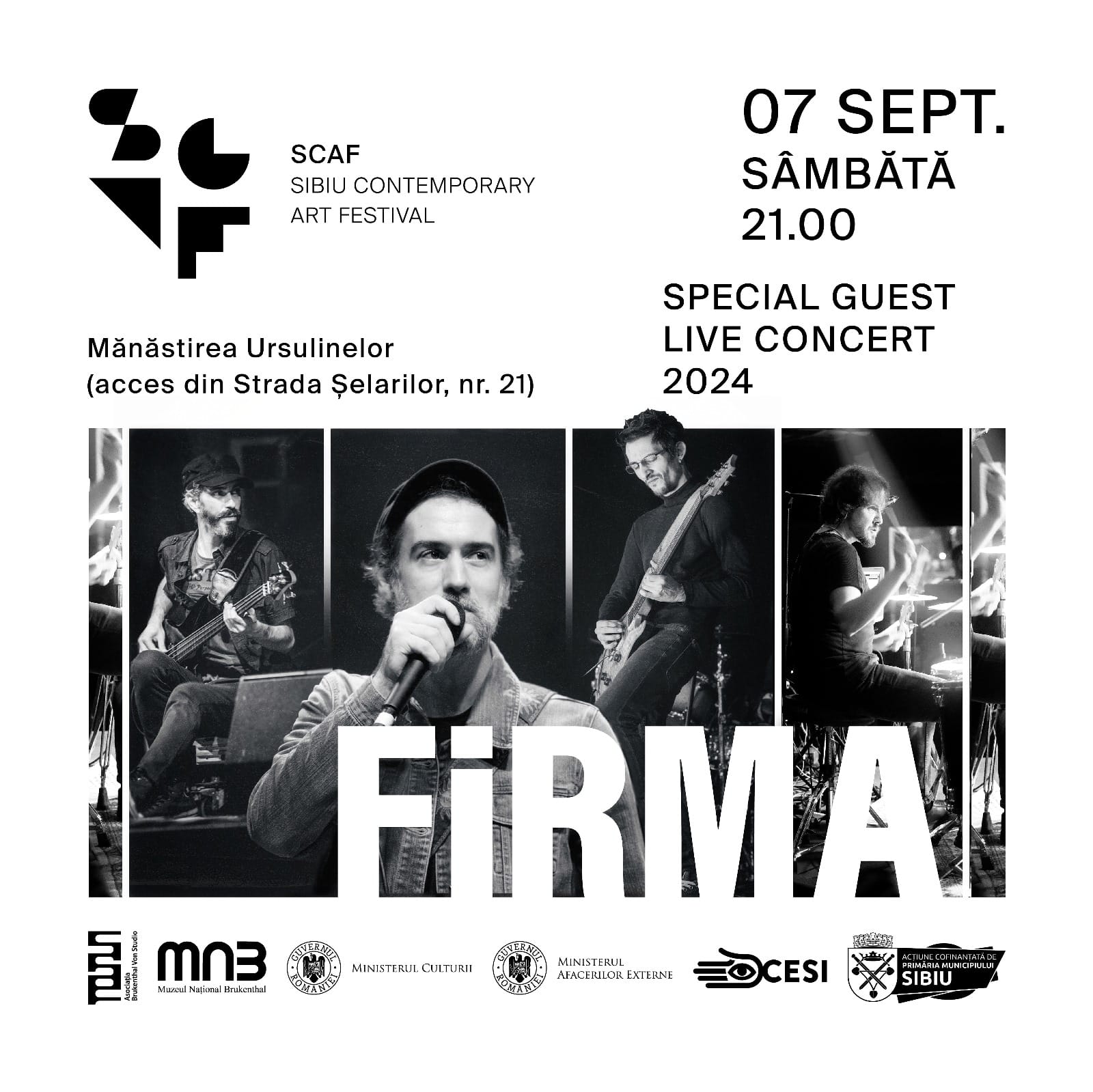 Eveniment gratuit în deschiderea SCAF, la Mănăstirea Ursulinelor: concert FiRMA,  „un mélange de rock alternativ, muzică de teatru și poezii alese”
