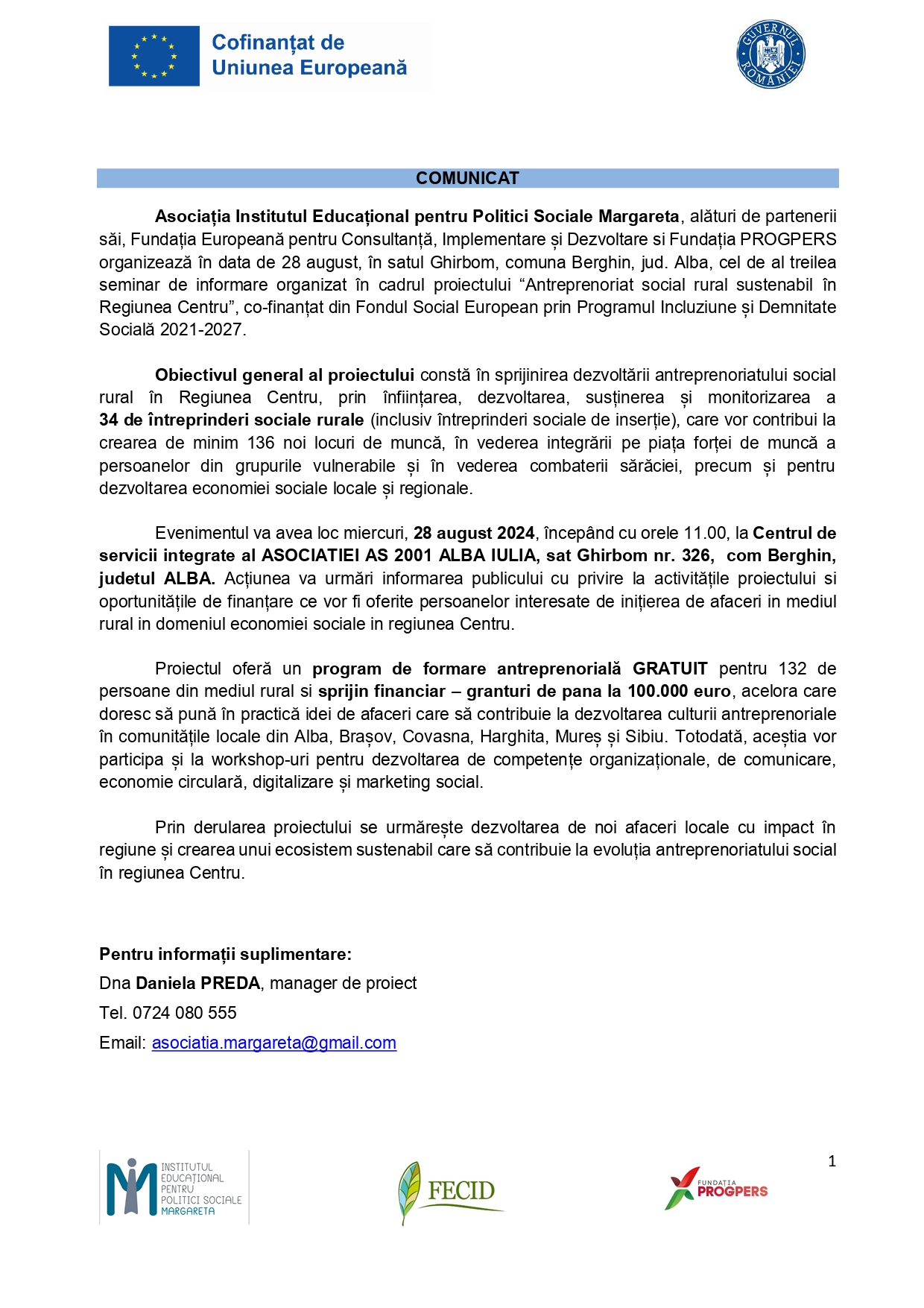 Comunicat de presă