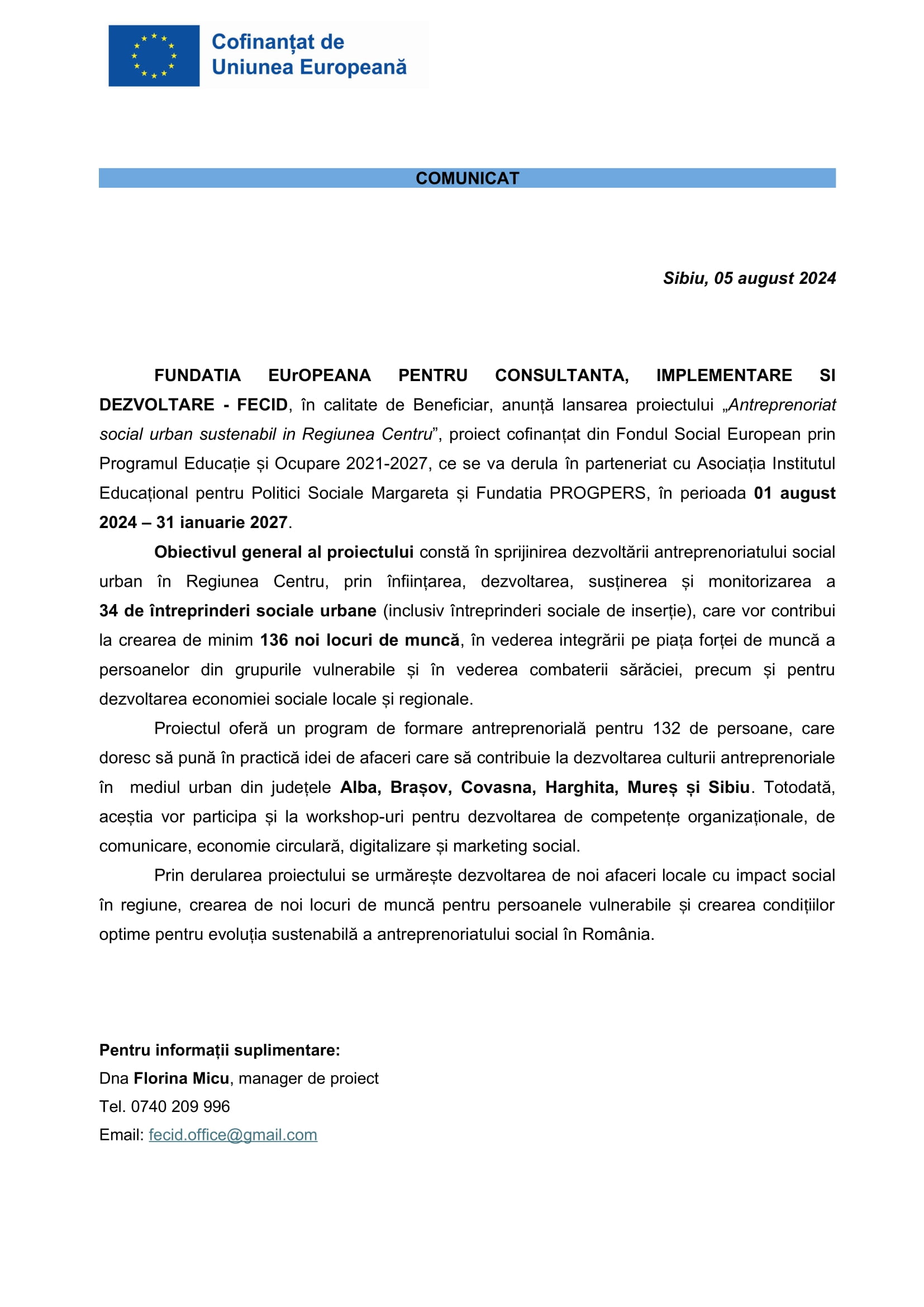 Comunicat de presă