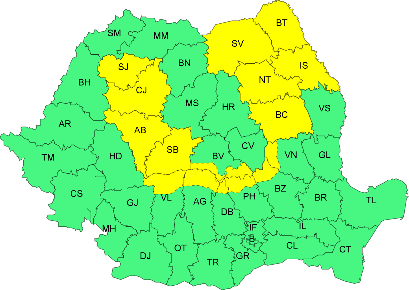 Cod galben de instabilitate atmosferică în județul Sibiu, vineri