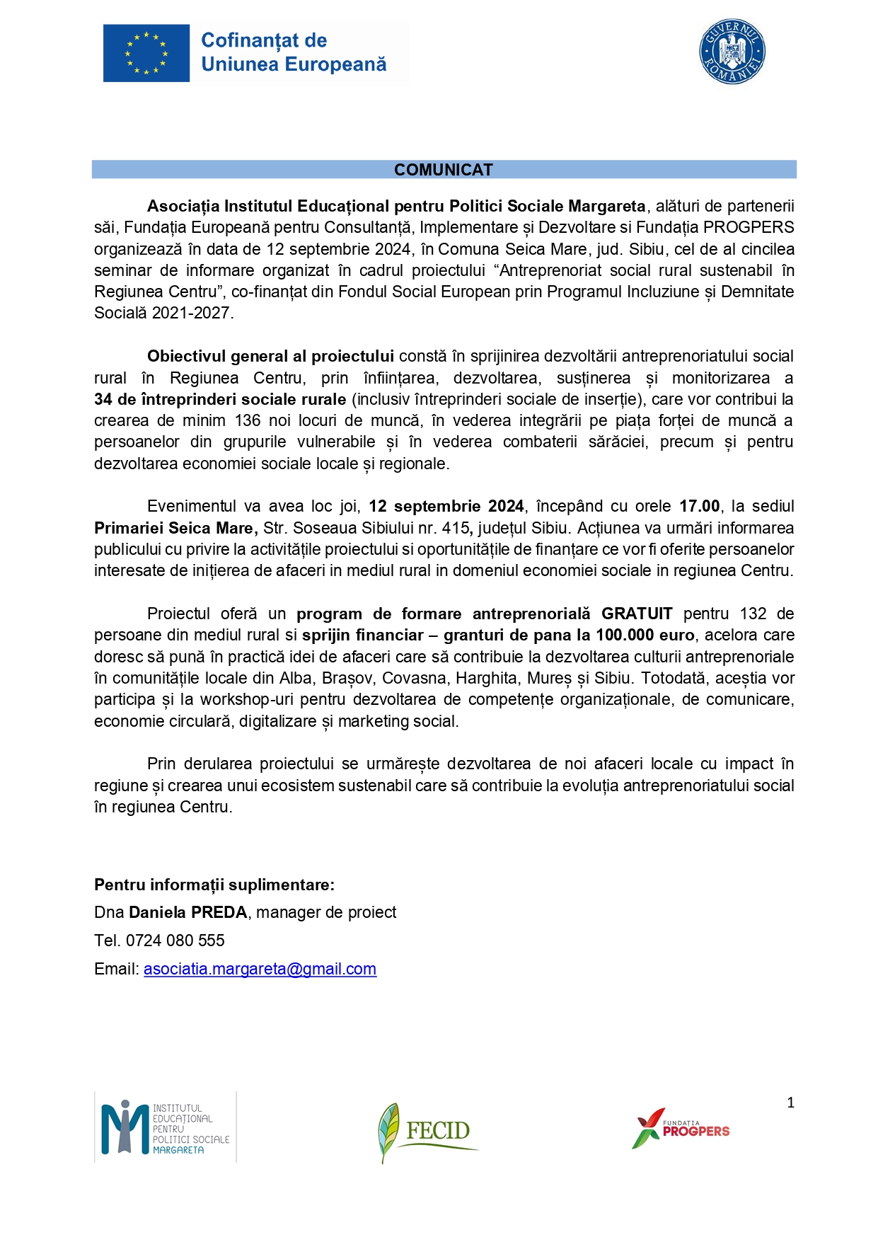 Comunicat de presă