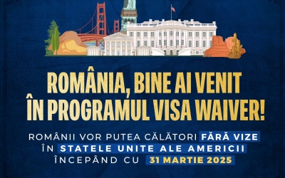 SUA au anunțat accederea României în Programul Visa Waiver