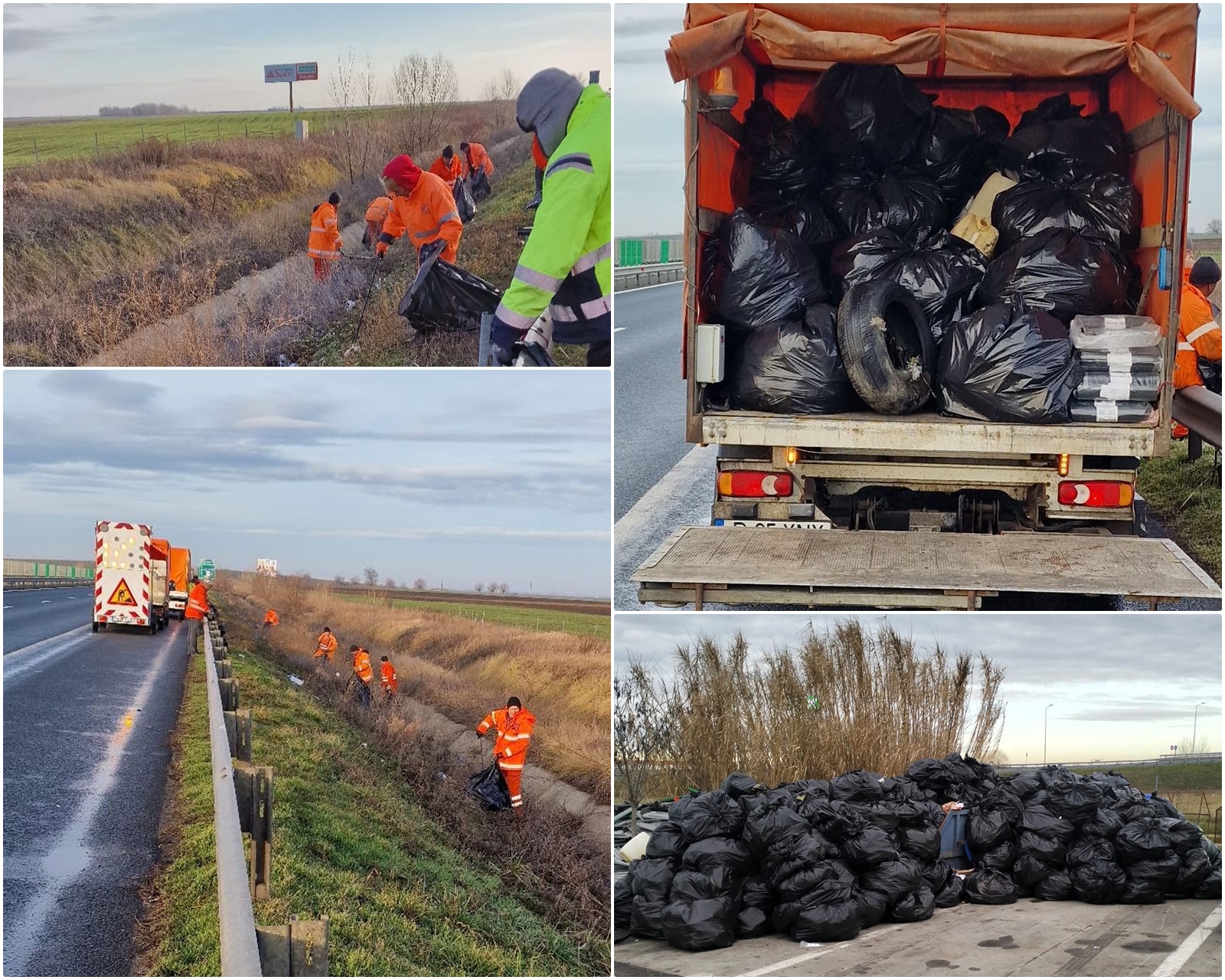 Cantităţi mari de gunoaie aruncate de șoferii din coloana de la frontieră, înainte de aderarea la Schengen, adunate de drumari
