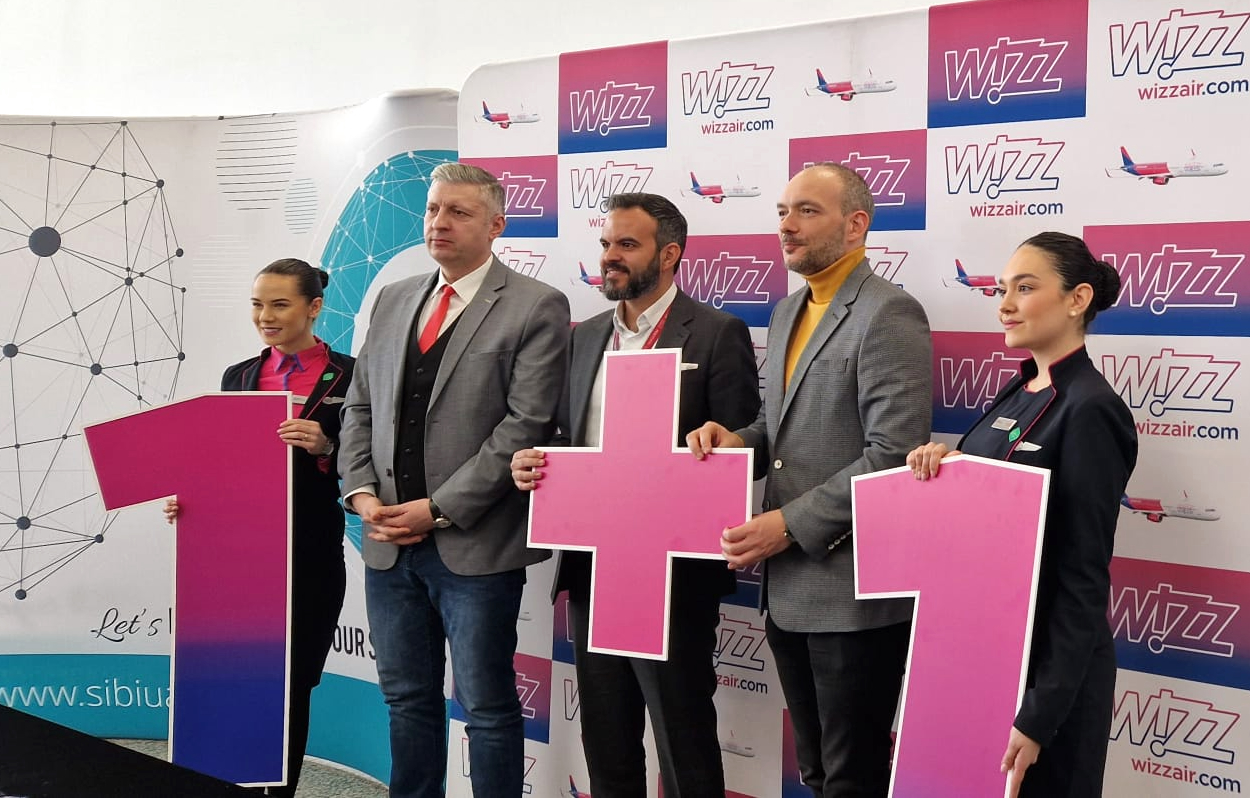 Wizz Air introduce șase destinații noi de la Sibiu: Roma, Viena, Hamburg, Basel, Frankfurt și Madrid