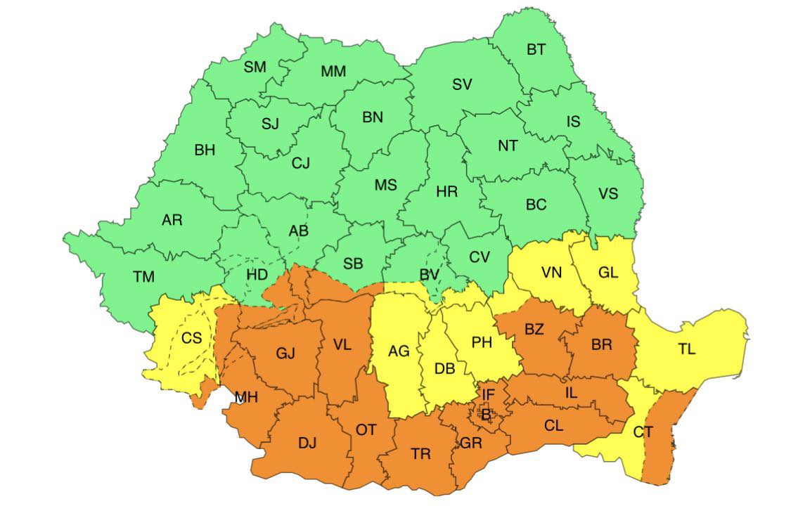 Cod portocaliu de ninsoare abundentă în zona montană a județului Sibiu. Se va depune un strat consistent de zăpadă