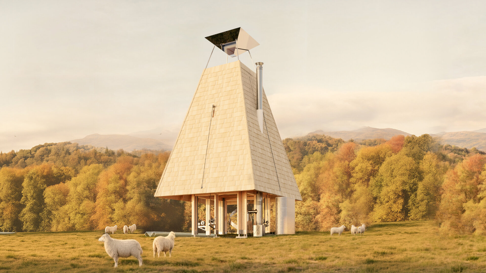 FOTO ”Stâna progresistă”, desființată de Ghiță Ciobanul. Un proiect nominalizat la Bienala de Arhitectură prezintă o stână modernă, în transhumanță. ”Nu se poate face așa ceva”