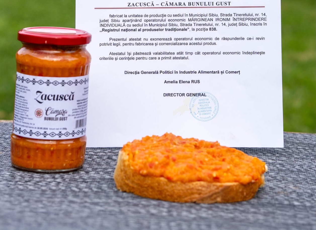 Un nou produs tradițional nou atestat în județul Sibiu: Zacusca produsă de Mărginean Ironim din municipiul Sibiu