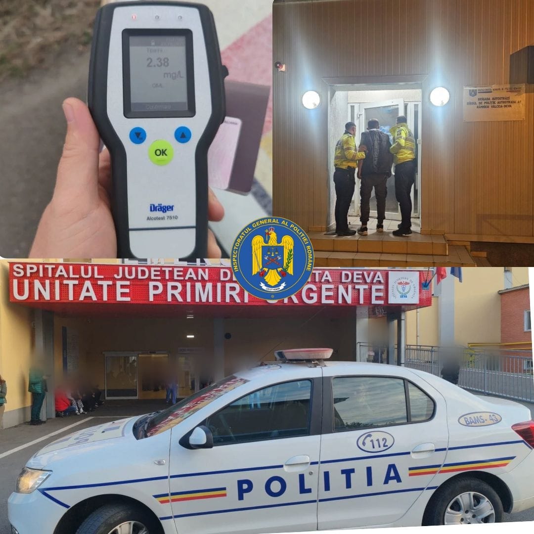 Alcoolemie record pe autostradă, la un șofer prins de polițiștii sibieni pe autostrada spre Deva