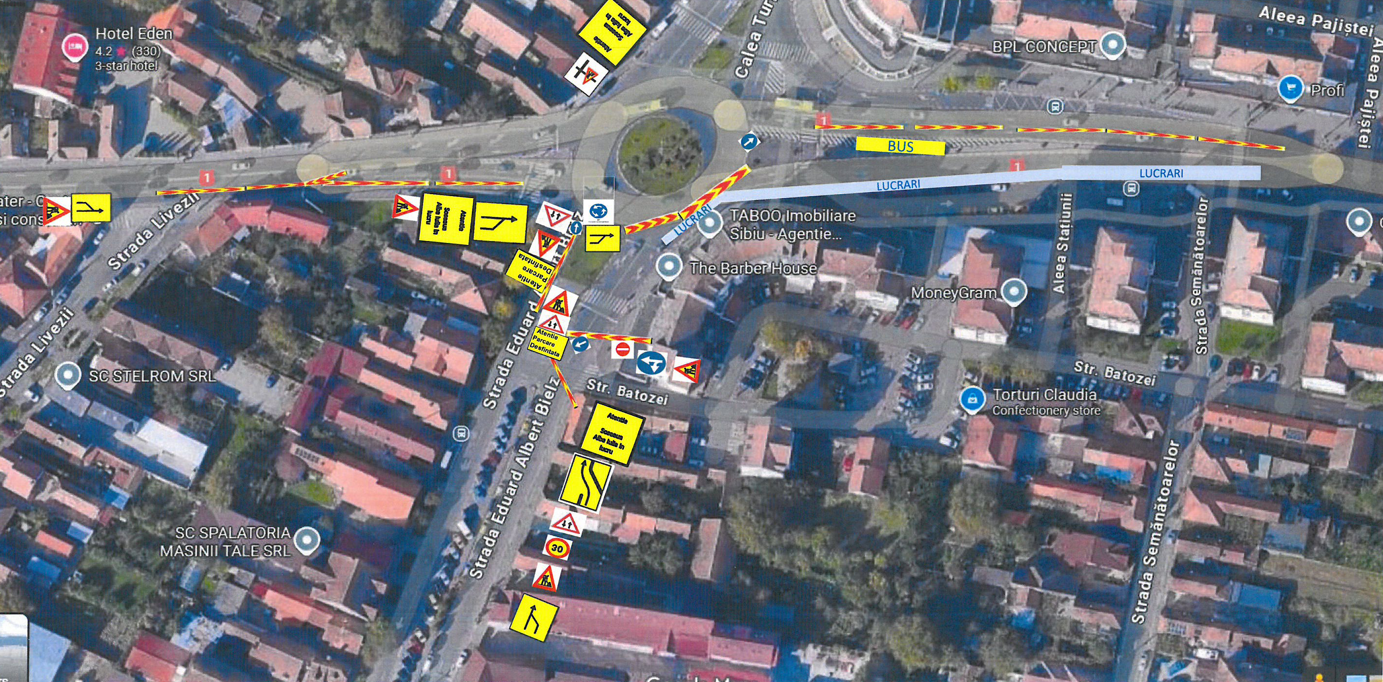 Primăria Sibiu anunță noi restricții de circulație pe șoseaua Alba Iulia și str. E. A. Bielz, pentru continuarea lucrărilor la rețeaua de canalizare