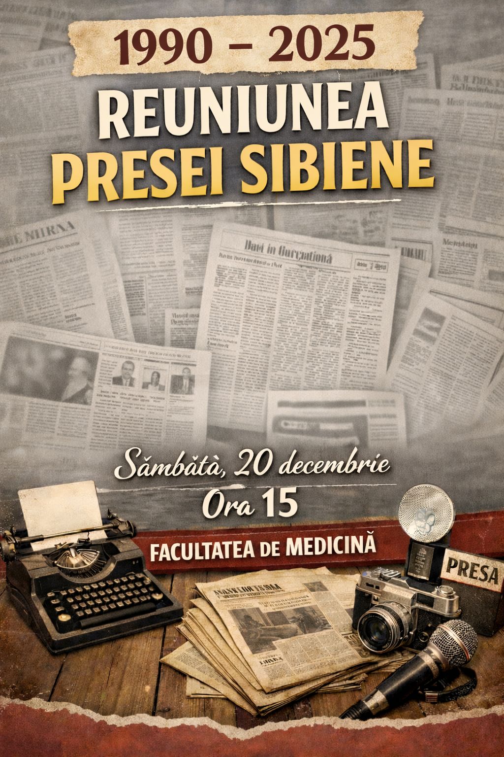 Întâlnire de 35 de ani. Jurnaliști sibieni din 1990 până în prezent se revăd în acest weekend la Facultatea de Medicină