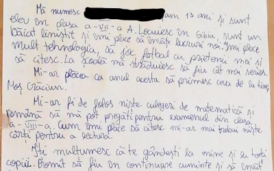 Un băiat de 13 ani din Sibiu îi cere lui Moș Crăciun culegeri și cărți pentru școală. „Sunt un băiat liniștit și îmi place să învăț lucruri noi”