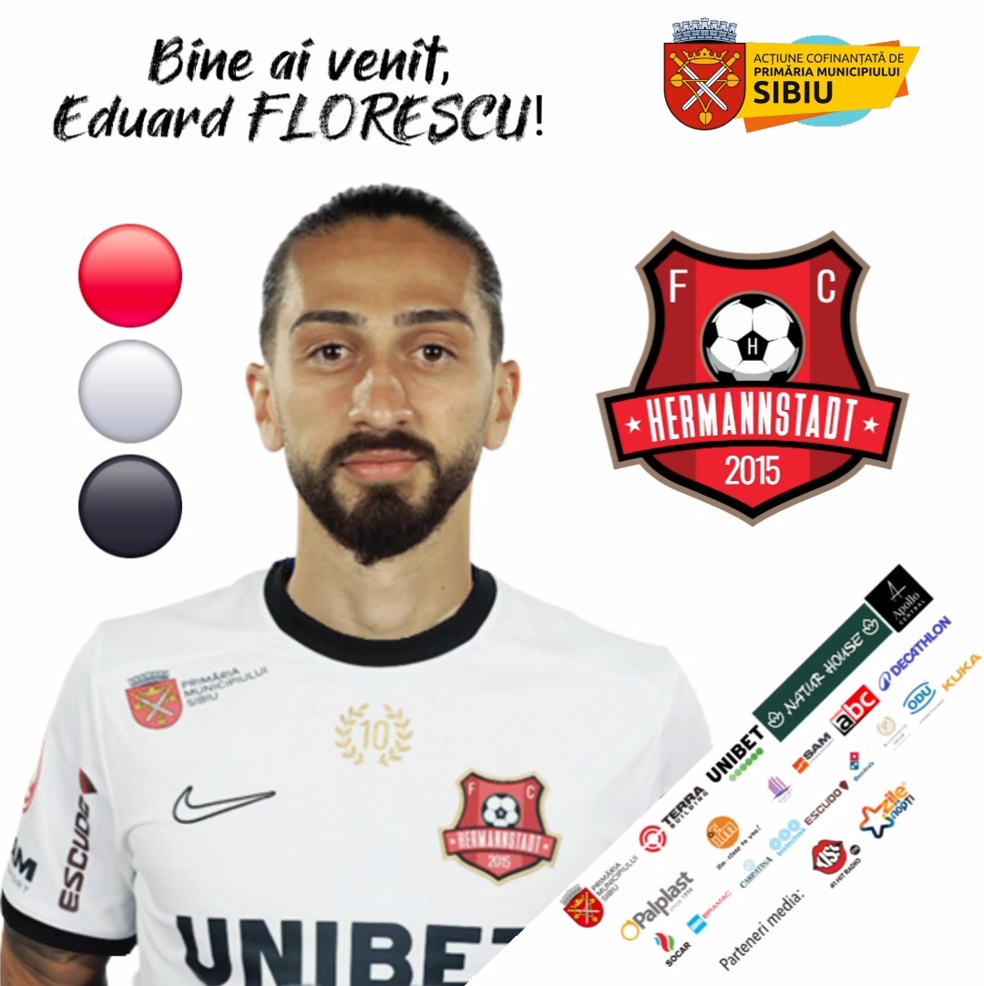 FC Hermannstadt se întărește cu Eduard Florescu, fotbalist care a evoluat ultima dată la Unirea Slobozia