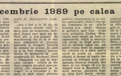 „Trenul Revoluției” din 1989, o mărturie lăsată de Marius Gheorghiu, ”vocea” Muzeului Brukenthal. ”Din mers ni s-a strigat că s-a întîmplat ceva la București. Cineva murise, altcineva fugise...”