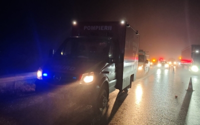 Accident cu mai multe victime pe autostradă, în zona Săliște. ISU a activat Planul Roșu