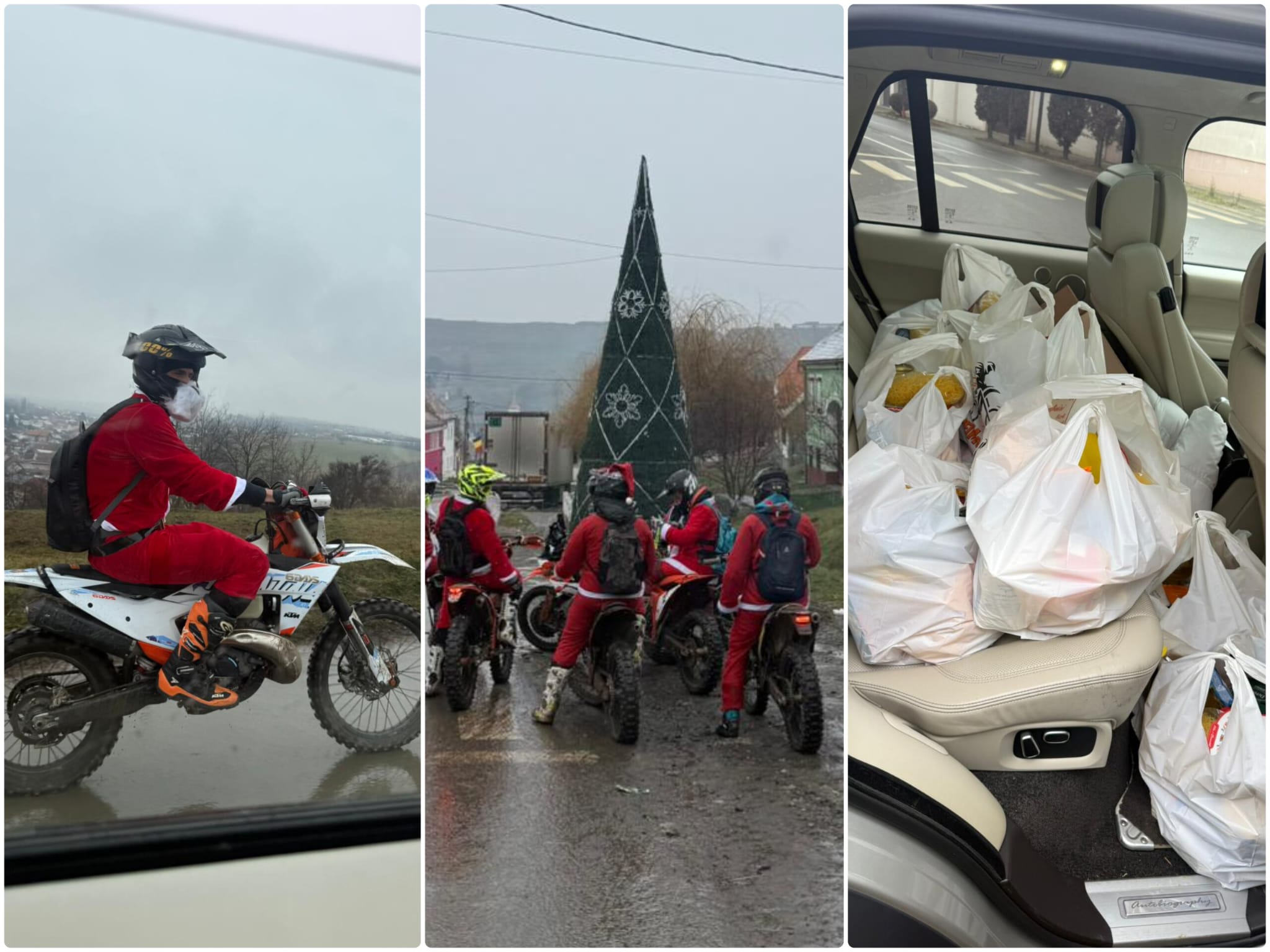 Moș Crăciuni pe două roți: rideri sibieni din loturile naționale și internaționale de hard enduro au dus daruri copiilor din satele din jurul Sibiului