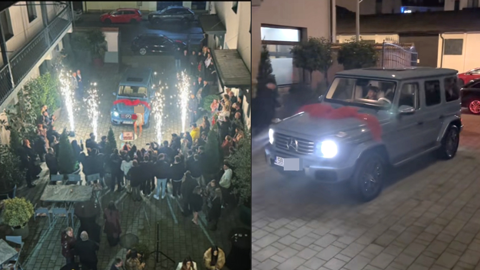 Mașină de 200.000 de euro, cadou la un majorat din Sibiu. Mercedesul a fost livrat personal de Costel Biju