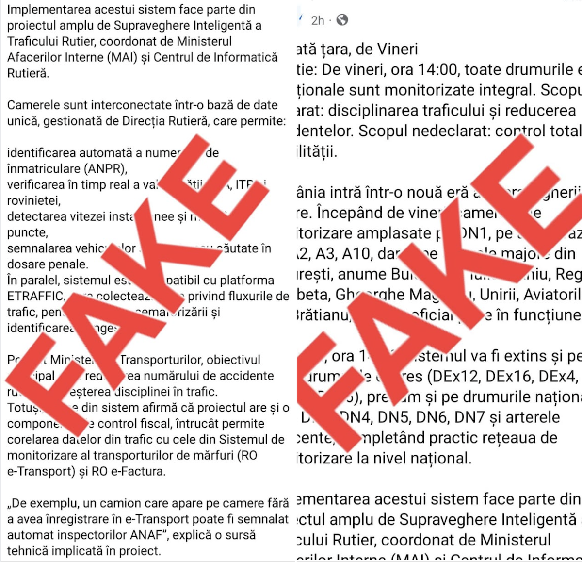 Ministerul Afacerilor Interne: Informațiile care anunță un sistem extins de supraveghere a cetățenilor în trafic și în zonele publice sunt false