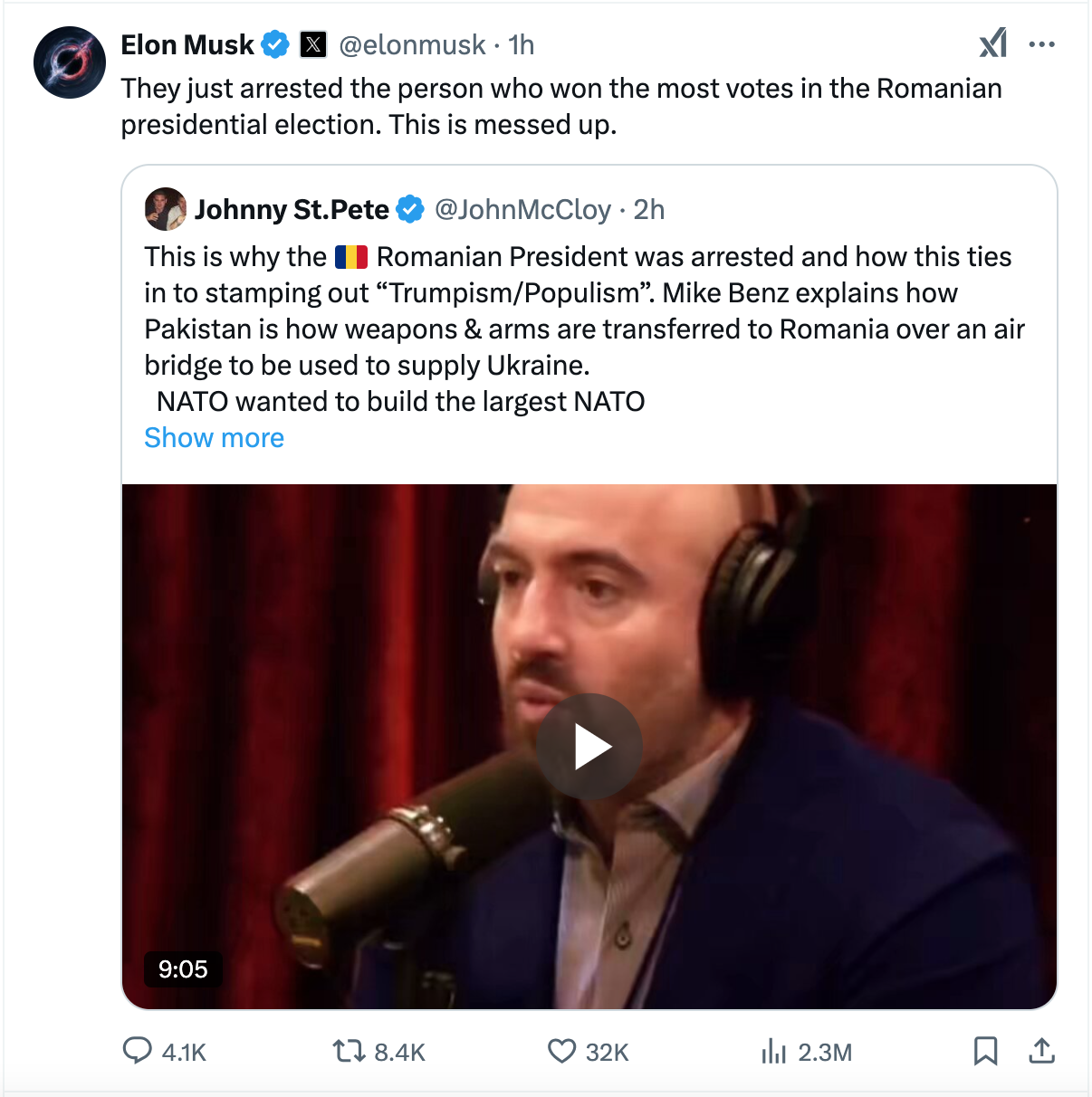 Elon Musk, despre aducerea lui Georgescu la Parchet: „Asta e grav”
