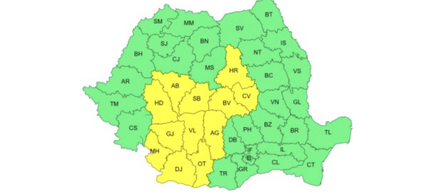 Cod galben de ninsori în județul Sibiu. Se poate depune un strat de zăpadă de până la 15 centimetri