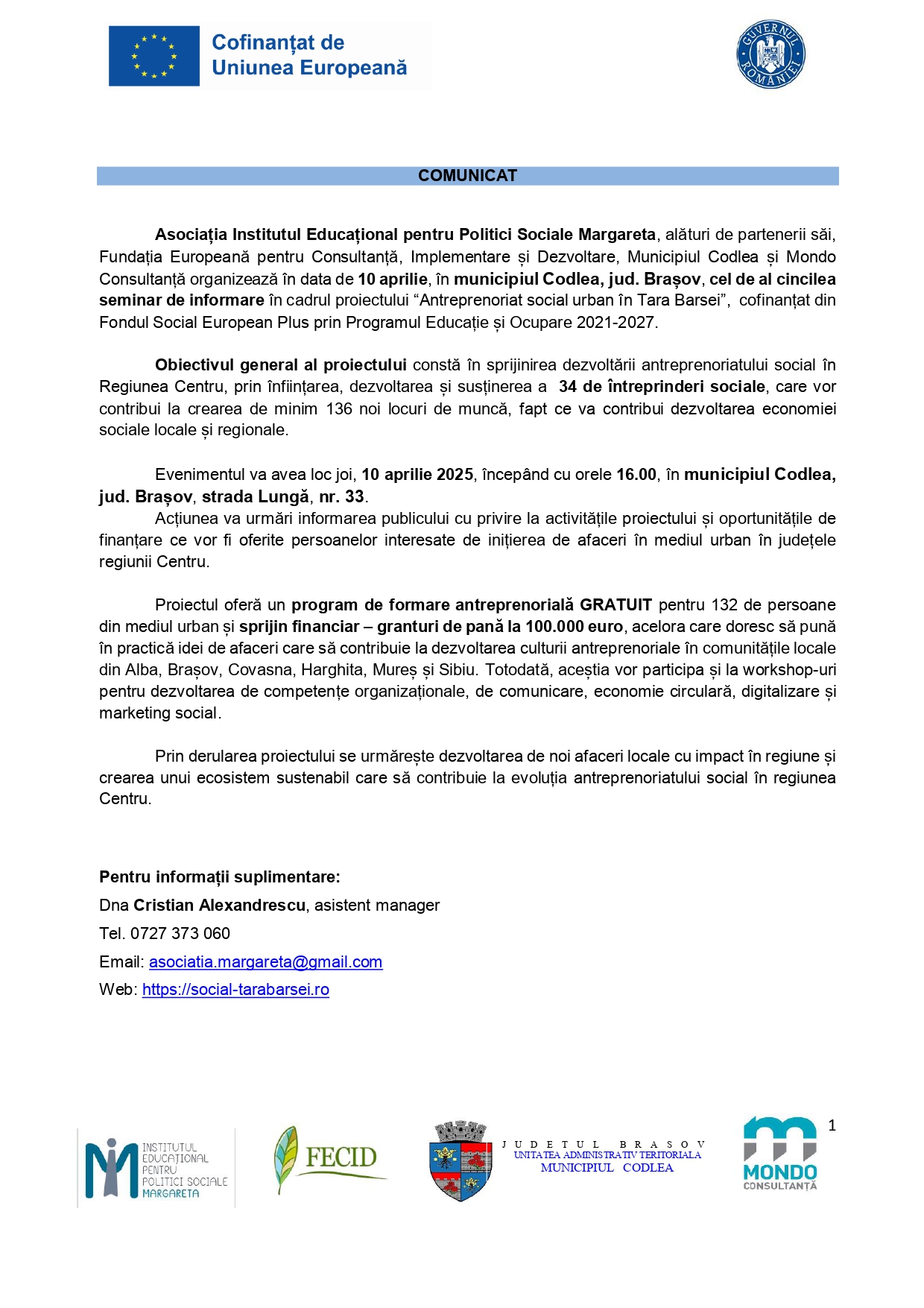 Comunicat de presă