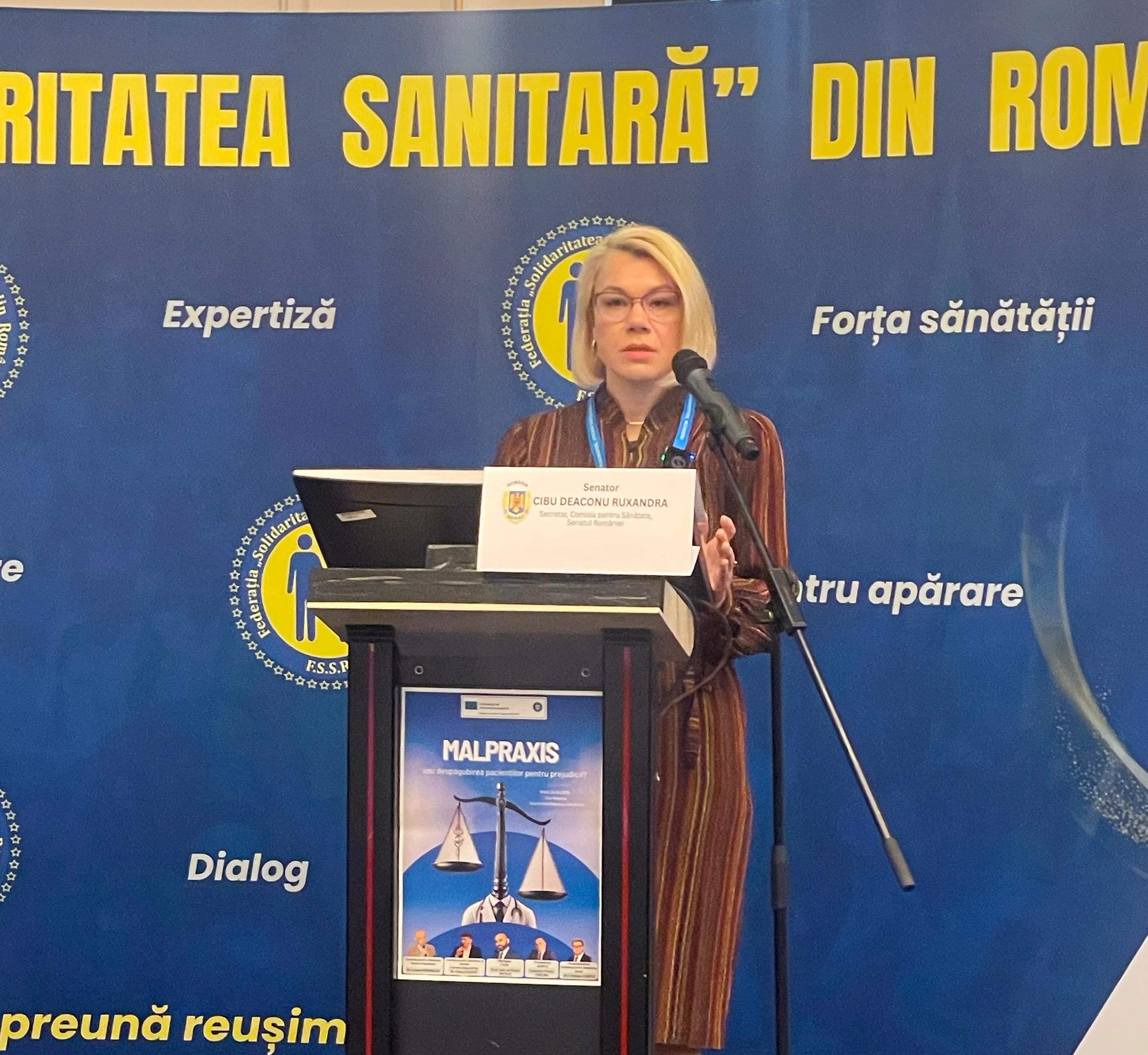 Senatoarea USR Ruxandra Cibu Deaconu, la conferința „Malpraxis sau despăgubirea pacienților pentru prejudicii?”:  „Sistemul medical românesc evoluează, dar încă mai are de rezolvat destule probleme”