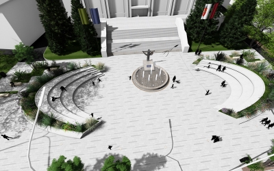 A fost lansată licitația pentru modernizarea piațetei urbane din fața Cercului Militar. Va fi înlocuită fântâna arteziană, care să pună în valoare statuia existentă