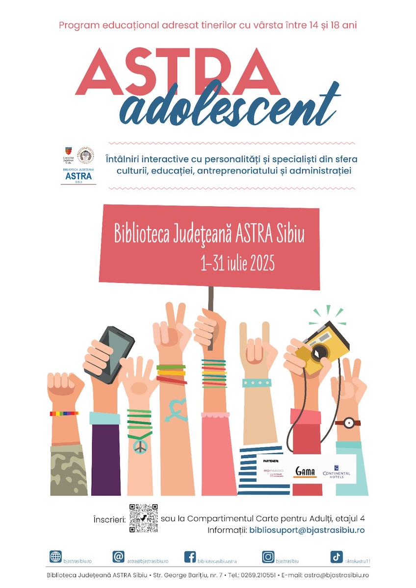 Încep înscrierile pentru programul ASTRA Adolescent. Tinerii cu vârste între 14 și 18 ani vor putea să afle mai multe despre domeniile care îi pasionează