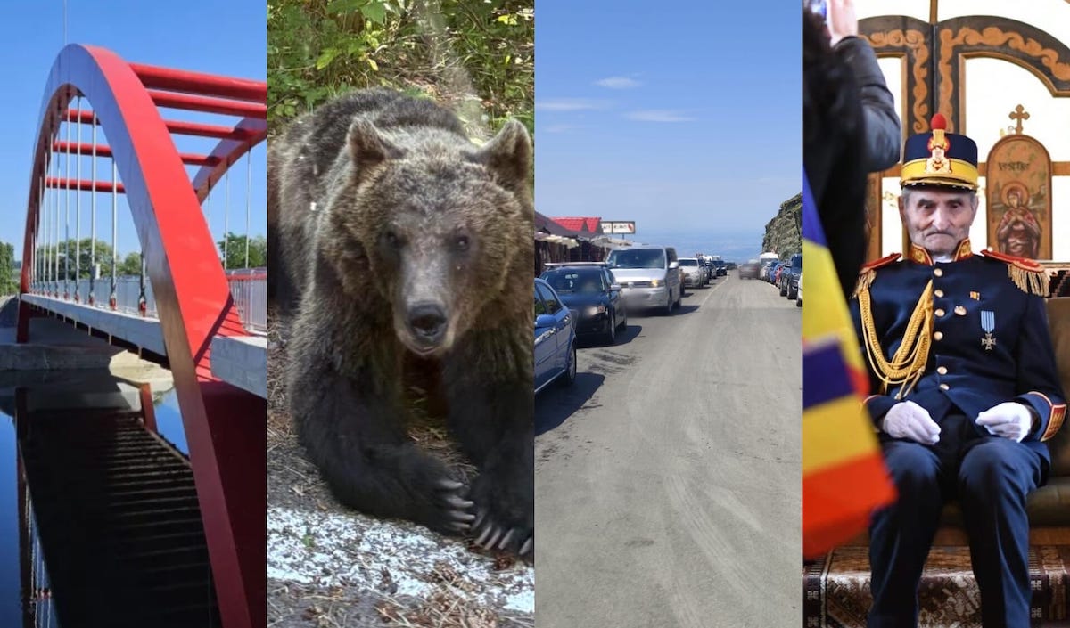 Știrile weekendului: Pod nou peste Olt deschis la Voila, alertă cu urs în Veștem și nu numai, parcările neregulamentare blochează traficul pe Transfăgărășan și veteran de 103 ani decorat
