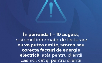 Sistemul de facturare al Hidroelectrica indisponibil până în 10 august. Sunt necesare modificări din cauza modificării TVA