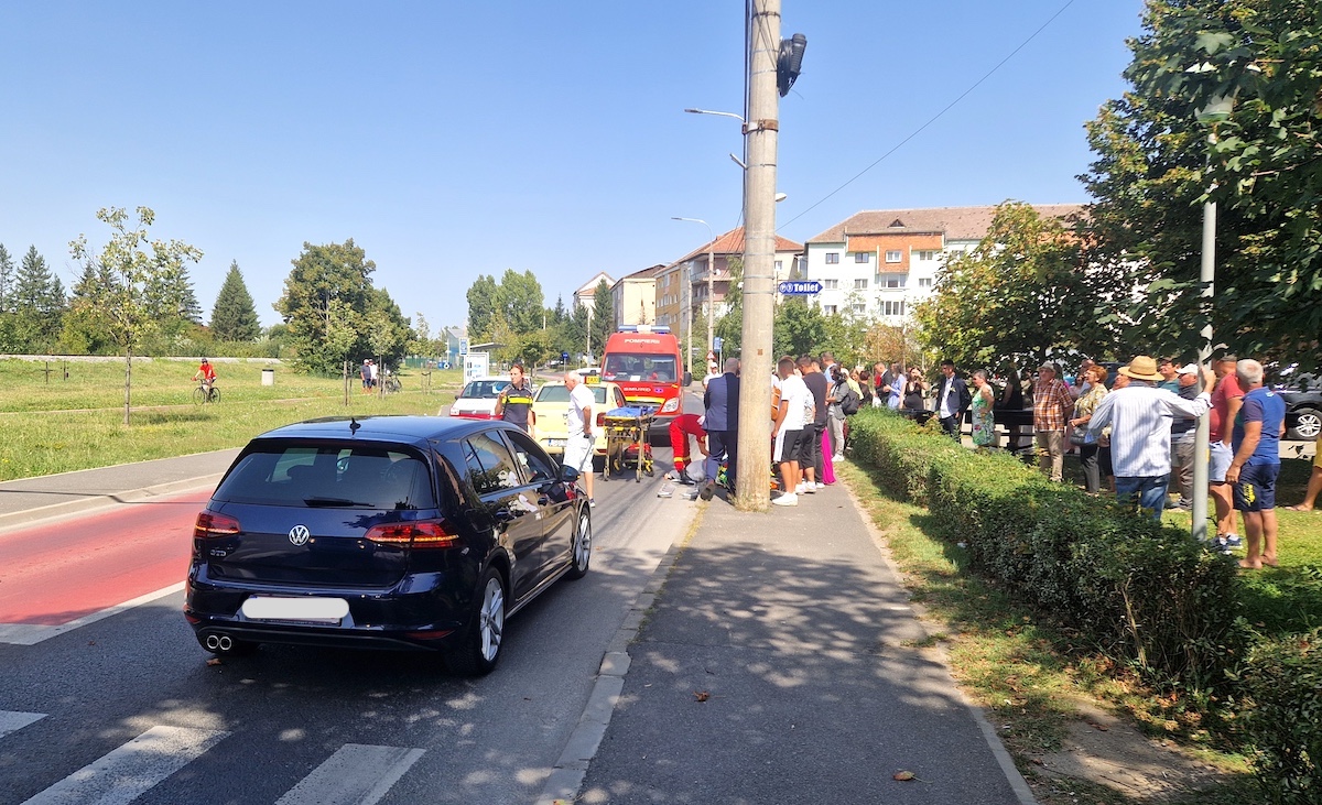 Actualizare. De la cununie, la spital. Femeie accidentată pe trecerea de pietoni din zona parcului din Ștrand