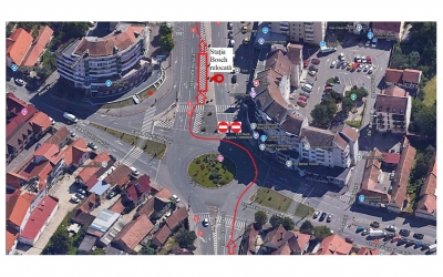 Lucrările pe Șoseaua Alba Iulia se extind: Tursib mută o stație în mijlocul drumului, sensul giratoriu Bielz – Calea Turnișorului se va închide parțial