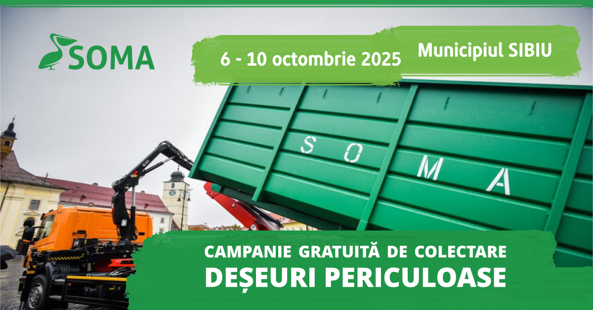 Soma organizează, între 6 și 10 octombrie, a doua campanie de colectare a deșeurilor periculoase din anul 2025