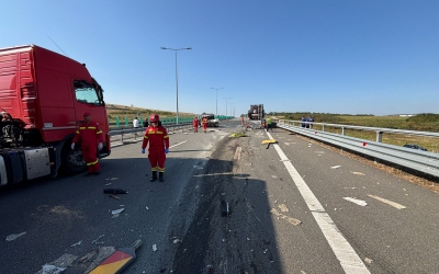 Accidentul mortal de pe A1: șeful echipei de muncitori a scăpat pentru că era la câțiva zeci de metri distanță