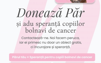 Campania „Donează păr pentru copii” ajunge la Sibiu: peruci medicale gratuite pentru micii pacienți oncologici
