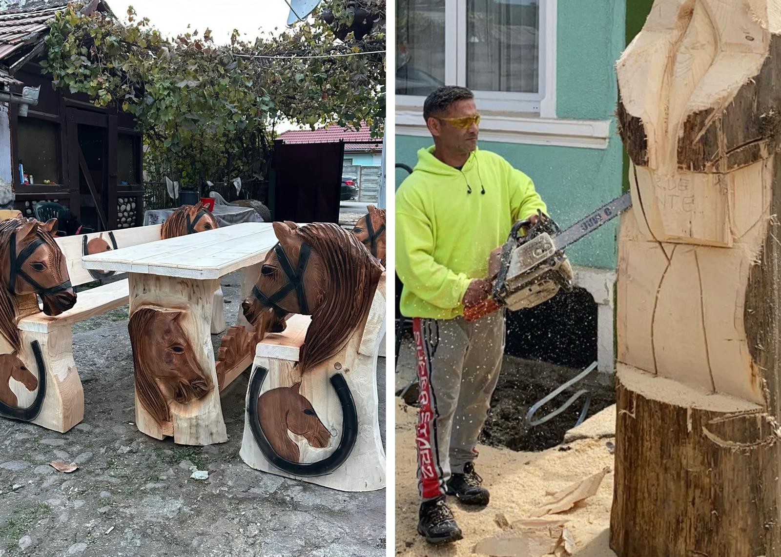 Dragoș Marius, sibianul care sculptează în lemn, cu drujba: La început, cel mai dificil a fost să stăpânesc drujba și să înțeleg lemnul