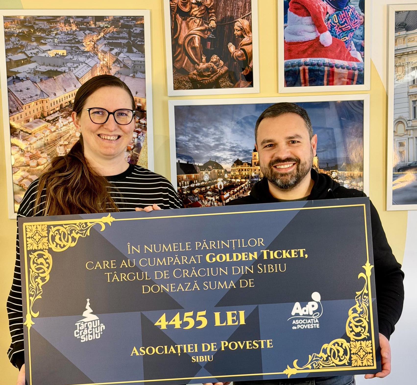 Târgul de Crăciun din Sibiu a donat încasările strânse din „biletele de aur” către Asociația de Poveste. Cu banii primiți, copiii au fost la patinoar